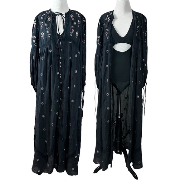 Free People Witchy Bohemian Maxi Dress Black NEW Stevie Nicks Size Small - Picture 4 of 13